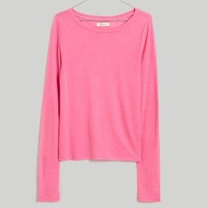 Madewell Scoopneck Long-Sleeve Tee - Nouveau Pink - Size Large